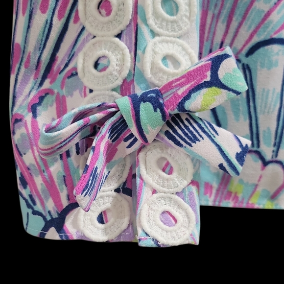 Lilly Pulitzer Stella Shell Print Crochet Sleeveless Shift Dress Size 0 Bows... - Picture 9 of 16
